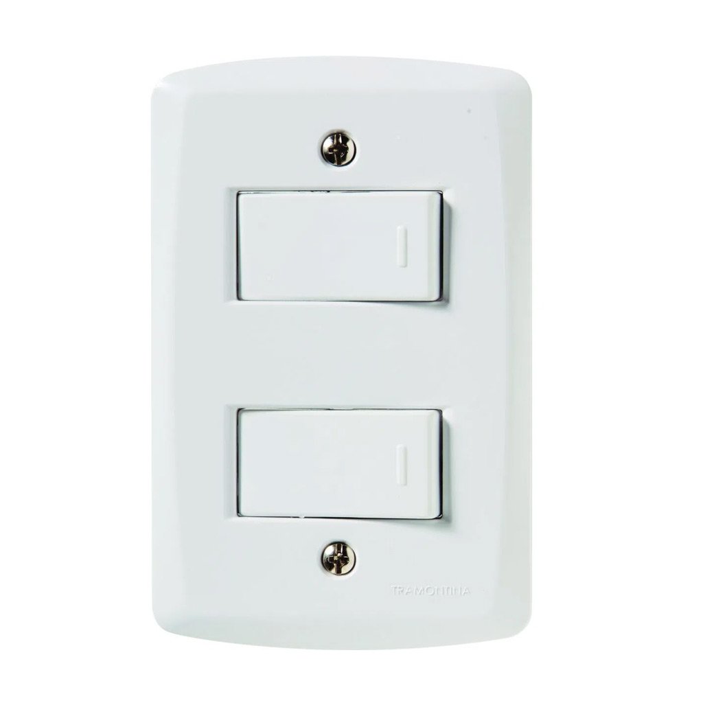 Conjunto 4x2 com 2 Interruptores Simples 10 A 250 V Tramontina Lux2 Branco